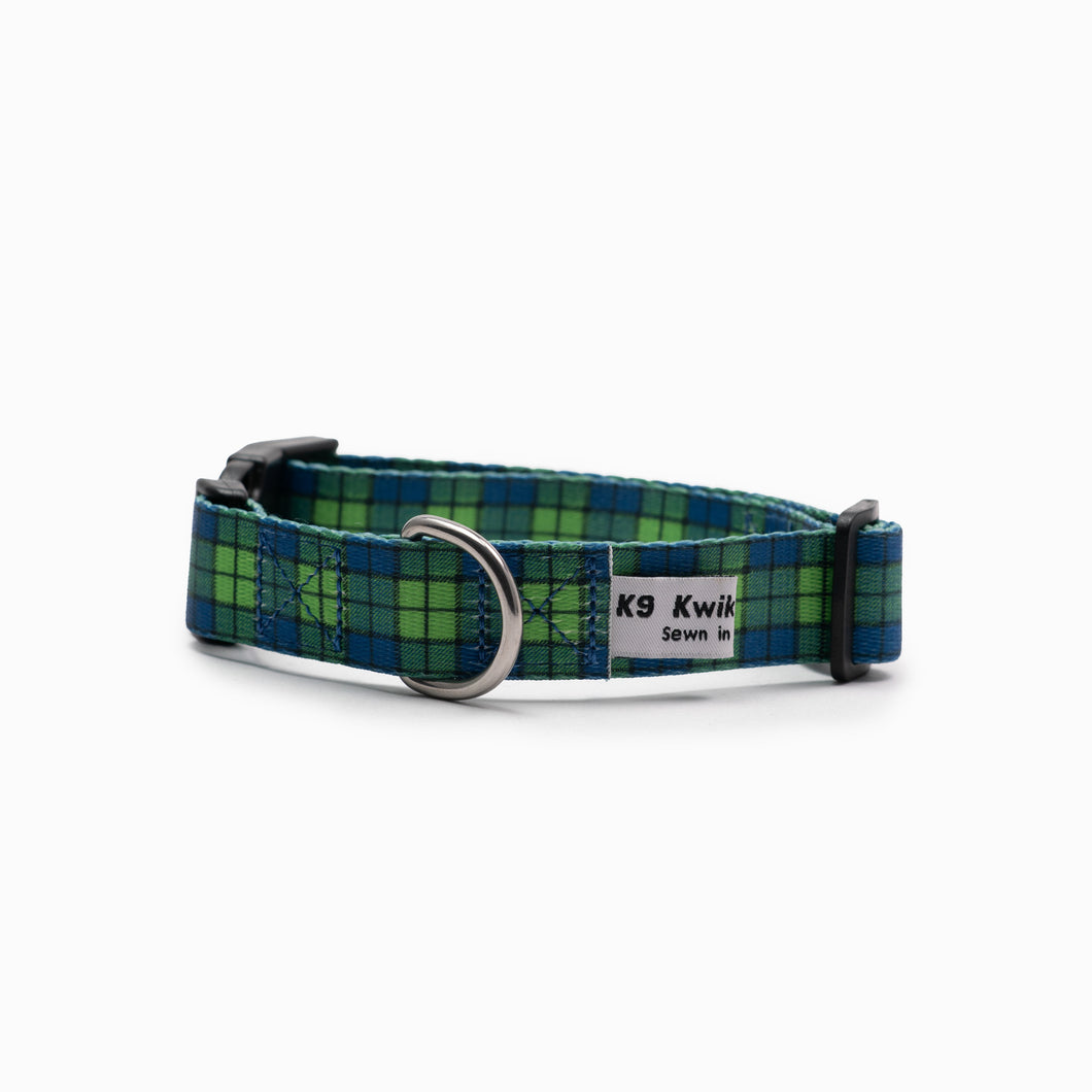 Blue & Green Plaid Standard Collar